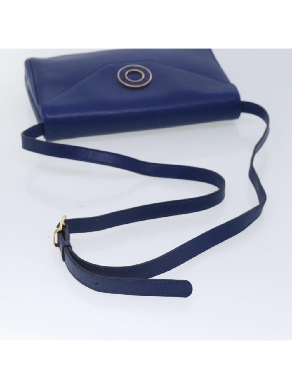 Authentic CELINE Shoulder Bag Leather Blue Gold - Picture 14 of 16